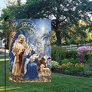 O Holy Night Garden Flag (12''x18''30cm45cm), Nativity Night Of God Lamb Garden Flag, Linen Double Sided Garden Flag, Home Decor, Outdoor Decor, Yard Decor, Garden Decorations (No Metal Brace) Lightinthebox