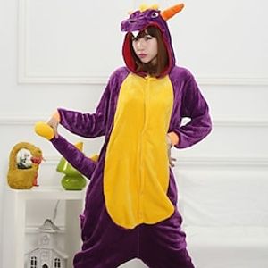 Kid's Adults' Kigurumi Pajamas Nightwear Dragon Character Onesie Pajamas Flannel Cosplay For Men and Women Boys and Girls Carnival Animal Sleepwear Cartoon Festival / Holiday Costumes miniinthebox