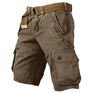 Men's Cargo Shorts Shorts Hiking Shorts Multi Pocket Plain Wearable Knee Length Outdoor Casual Daily 100% Cotton Sports Fashion Black Yellow miniinthebox