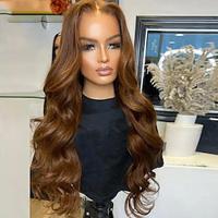 Unprocessed Virgin Hair 13x4 Lace Front Wig Free Part Brazilian Hair Wavy Brown Wig 130% 150% Density with Baby Hair Natural Hairline 100% Virgin Pre-Plucked For Women Long Human Hair Lace Wig Lightinthebox