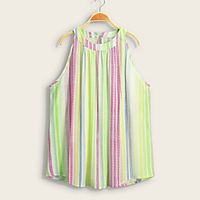 Women's Plus Size Tops Tunic Striped Print Sleeveless Crewneck Streetwear Hawaiian Daily Going out Rayon Summer Green miniinthebox - thumbnail