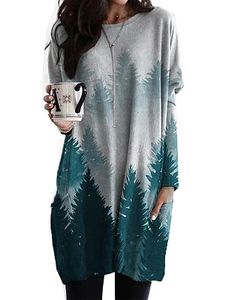 Round Neckline Casual Shift Dress