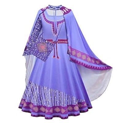 Fairytale Princess Sofia Dress Cloak Bag Girls' Movie Cosplay Pattern Dress Light Purple Purple Purple (With Accessories) Dress Bag Cloak Children's Day Masquerade Polyester miniinthebox