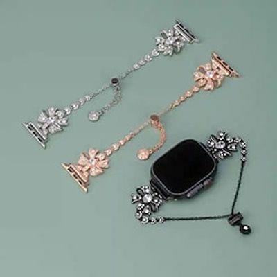 Compatible with Apple Watch band 38mm 40mm 41mm 42mm 44mm 45mm 49mm Women Glitter Crystal Alloy Strap Replacement Wristband for iwatch Series Ultra 8 7 SE 6 5 4 3 2 1 Lightinthebox