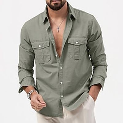 Men's Casual Shirt Black White Light Green khaki Army Green Long Sleeve Solid Plain Color Turndown Daily Wear Vacation Clothing Apparel Modern Contemporary Traditional Classic Lightinthebox Men's Casual Shirt Black White Light Green khaki Army Green Long Sleeve Solid Plain Color Turndown Daily Wear Vacation Clothing Apparel Modern Contemporary Traditional Classic Lightinthebox
