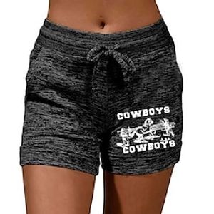 Women's Casual  Sporty Athleisure Shorts Drawstring Print Short Pants Casual Weekend Micro-elastic Letter Cotton Blend Comfort Mid Waist Black Grey S M L XL XXL Lightinthebox