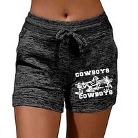 Women's Casual  Sporty Athleisure Shorts Drawstring Print Short Pants Casual Weekend Micro-elastic Letter Cotton Blend Comfort Mid Waist Black Grey S M L XL XXL Lightinthebox - thumbnail