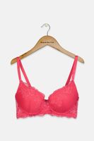 Womens Underwire Padded Lace Bra  Pink Icon - thumbnail
