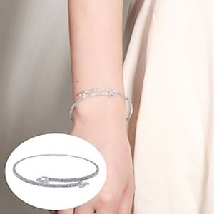 Women's Cuff Bracelet Fancy Diamond Elegant Fashion Luxury Alloy Bracelet Jewelry Silver For Gift Date Birthday Beach Lightinthebox