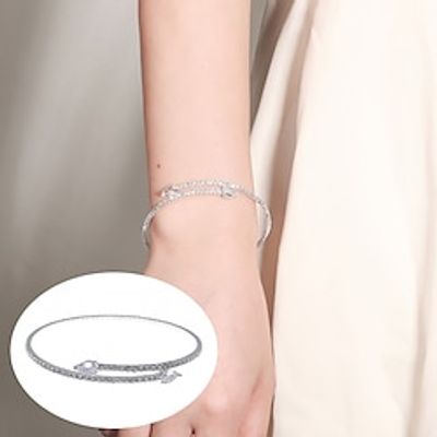 Women's Cuff Bracelet Fancy Diamond Elegant Fashion Luxury Alloy Bracelet Jewelry Silver For Gift Date Birthday Beach Lightinthebox