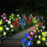 2/4pcs Solar Rose Flower Light Outdoor Garden Home Decorative Pathway Lights Lawn Lamp Waterproof Landscape Rose Light miniinthebox - thumbnail