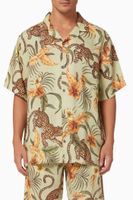 Cuban Pyjama Shirt in Soleia Leopard Print Linen - thumbnail