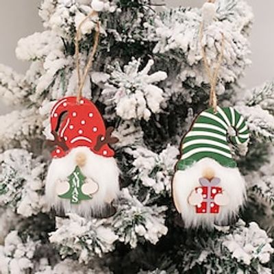 Christmas Decorations Cartoon Set Wooden Hug Gift Faceless Doll Pendant Forest Man Pendant Window Dressing. miniinthebox