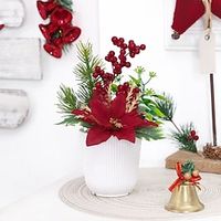 Simulated Large Flowers, Chrysanthemums, Leaves, And Grass Potted Plants Suitable For Christmas Home, Restaurant, Outdoor Activities, Garden, Landscape, And Office Decoration miniinthebox - thumbnail