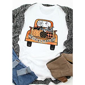 Women's T shirt Graphic Text Graphic Prints Print Round Neck Basic Tops 100% Cotton White miniinthebox