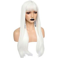 Silver Gray Synthetic Wig With Fringe Long Natural Wavy Hair Wigs For Cosplay Lightinthebox - thumbnail