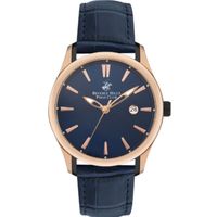 Beverly Hills Polo Club Men's Analog Display Watch & Leather Strap, Dark Blue - BP3410X.999