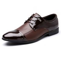 Big Size Men Color Match Ponited Toe Business Lace Up Flat Formal Shoes