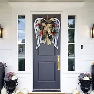 Christmas Wreath Xmas Garland,Large Angel Wings Wall Decor for Front Door Christmas Decorations for Indoor Outdoor Use miniinthebox