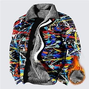 Men's Coat Warm Sports  Outdoor Zipper Graphic Prints Graffiti 3D Printed Graphic Turndown Fashion Jacket Outerwear Long Sleeve Pocket Fall  Winter Lightinthebox