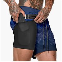 21Grams Men's Running Shorts Athletic Shorts Bottoms 2 in 1 Split Side Pockets Summer Fitness Gym Workout Running Training Exercise Quick Dry Breathable Soft Sport Stripes Dark Blue  Micro-elastic Lightinthebox - thumbnail