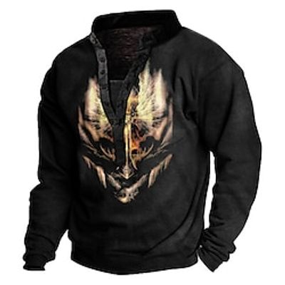 Men's Sweatshirt Black Henley Flame Print 3D Casual 3D Print 3D Print Casual Spring Fall Winter Clothing Apparel Hoodies Sweatshirts miniinthebox Men's Sweatshirt Black Henley Flame Print 3D Casual 3D Print 3D Print Casual Spring Fall Winter Clothing Apparel Hoodies Sweatshirts miniinthebox