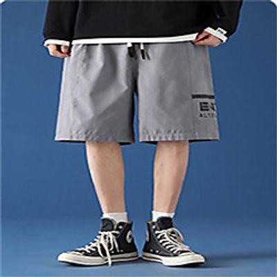 Men's Cargo Shorts Shorts Tactical Cargo Pants Letter Knee Length Print Black Army Green Dark Gray miniinthebox