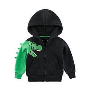 Kids Boys' Coat Long Sleeve Black Dinosaur Zipper Street Vacation Active Cute 3-8 Years Lightinthebox