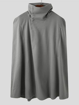 INCERUN Men Solid Color Leisure Button Cloak Cape Coat INCERUN Men Solid Color Leisure Button Cloak Cape Coat