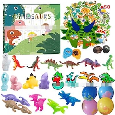 Advent Calendar Blind Box Dinosaur 24 Countdown Hand Tear Blind Box Soft Adhesive Assembly Ring Balloon Dinosaur Festival Party Gift Lightinthebox