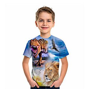 Kids Boys' T shirt Short Sleeve Dinosaur Lion Animal Print Blue Children Tops Summer Active Cool Daily Wear Regular Fit 4-12 Years Lightinthebox