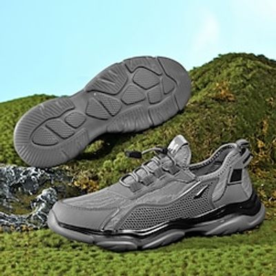 Men's Hiking Shoes Mountaineer Shoes Outdoor Low-Top Breathable Hiking Round Toe EVA TPR Net Summer Spring Black Grey Lightinthebox