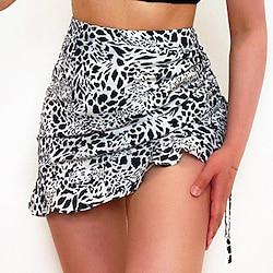 Women's Skirt Mini Skirts Print Leopard Casual Daily Summer Polyester Casual Black Lightinthebox