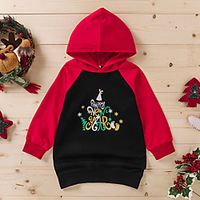[3y-11y]girl's hooded letter print christmas long-sleeved sweatshirt Lightinthebox - thumbnail