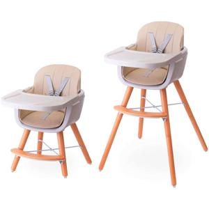 Teknum - Premium Dual Height Wooden High Chair - Ivory TK_HC2_IV