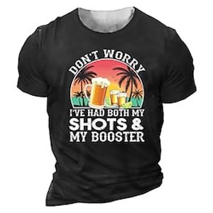 Men's Unisex T shirt Tee 3D Print Graphic Prints Beer Crew Neck Street Daily Print Short Sleeve Tops Casual Vintage Designer Big and Tall Black Army Green Dark Gray Lightinthebox