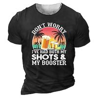 Men's Unisex T shirt Tee 3D Print Graphic Prints Beer Crew Neck Street Daily Print Short Sleeve Tops Casual Vintage Designer Big and Tall Black Army Green Dark Gray Lightinthebox - thumbnail