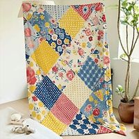 Patchwork Country Pattern Pattern Throws Blanket Flannel Throw Blankets Warm All Seasons Gifts Big Blanket Lightinthebox