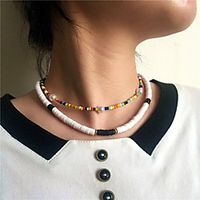 Women's Choker Necklace Beaded Necklace Handmade Friends Vertical / Gold bar Precious Joy Gemini Unique Design Ethnic Fashion Punk Pearl Silicone Glass Blue Black 40 cm Necklace Jewelry 2pcs For miniinthebox - thumbnail