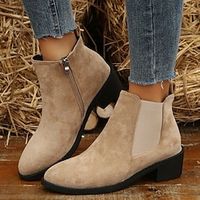 Women's Boots Chelsea Boots Plus Size Daily Booties Ankle Boots Winter Low Heel Round Toe Casual Synthetics Loafer Solid Colored Almond Khaki miniinthebox - thumbnail