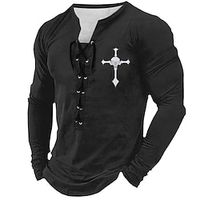 Graphic Cross Fashion Daily Gothic Men's 3D Print T shirt Tee Casual Holiday Going out T shirt Black White Burgundy Long Sleeve Collar Shirt Spring   Fall Clothing Apparel S M L XL 2XL 3XL Lightinthebox - thumbnail