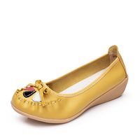 Leather Bowknot Floral Slip On Flat Casual Soft Shoes