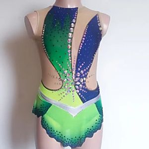 Rhythmic Gymnastics Leotards Artistic Gymnastics Leotards Women's Girls' Leotard Mesh Spandex High Elasticity Handmade Sleeveless Competition Dance Rhythmic Gymnastics Artistic Gymnastics Green Lightinthebox