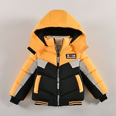 Toddler Boys Hoodie Jacket Outerwear Solid Color Letter Long Sleeve Button Coat Outdoor Fashion Daily Yellow Red Blue Winter 1-3 Years Lightinthebox