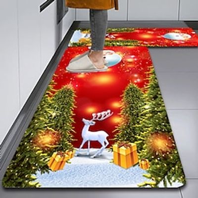 Christmas Xmas Kitchen Mat Non-Slip Oil Proof Rug Indoor Outdoor Mat Bedroom Decor Bathroom Mat Entrance Rug Door Mat Lightinthebox
