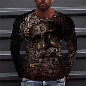 Men's Unisex Tee T shirt Shirt 3D Print Graphic Prints Human Print Long Sleeve Daily Tops Casual Designer Big and Tall Black Lightinthebox