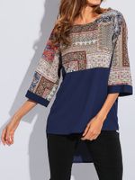 Ethnic Printed Patchwork Blouses