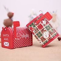 Tinplate Mailbox Box Christmas Decorations Tinplate Mailbox Box Wrought Iron Mailbox Jar Children's Gift Cartoon Candy Box miniinthebox - thumbnail