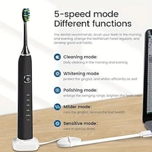 Sonic Electric Toothbrush 90 Day Recharge IPX7 Water Resistant 5 Modes Built-in Smart Timer - The Perfect Gift for Mom and Dad! Lightinthebox