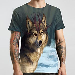 Men's Unisex Tee T shirt 3D Print Graphic Prints Wolf Plus Size Print Short Sleeve Casual Tops Basic Designer Big and Tall Gray Lightinthebox